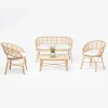 Divano da Giardino in Alluminio e Intreccio in Polyrattan e Cuscino - Ellide