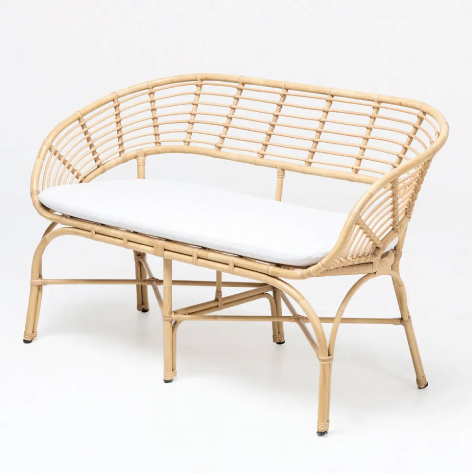 Divano da Giardino in Alluminio e Intreccio in Polyrattan e Cuscino - Ellide