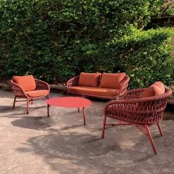Divano da Giardino in Alluminio, Corda e Tessuto Marsala o Bianco - Brise