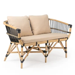 Divano da Giardino in Rattan Naturale con Cuscini Inclusi – Catelyn