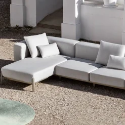 Divano da Giardino 3 Posti con Chaise Longue in Alluminio e Tessuto - Filomena