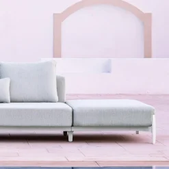 Divano da Giardino 3 Posti con Pouf di Lusso in Alluminio e Tessuto - Filomena