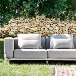 Divano da Giardino 3 Posti con Pouf di Lusso in Alluminio e Tessuto - Filomena