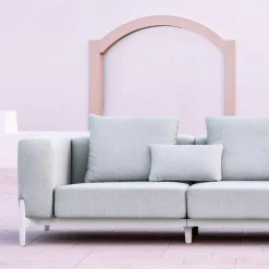 Divano da Giardino 3 Posti con Pouf di Lusso in Alluminio e Tessuto - Filomena