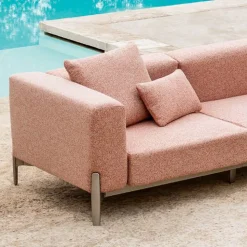 Divano da Giardino 3 Posti con Pouf di Lusso in Alluminio e Tessuto - Filomena