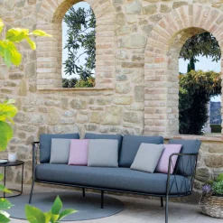 Divano da Giardino 3 Posti Cuscini Inclusi in Acciaio Made in Italy – Brienne