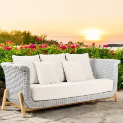 Divano da Giardino 3 Posti in Teak ed Intreccio in Corda - Arjuna