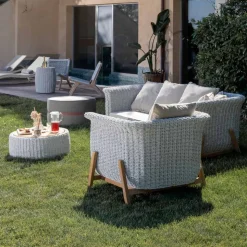 Divano da Giardino 3 Posti in Teak ed Intreccio in Corda - Arjuna