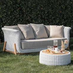 Divano da Giardino 3 Posti in Teak ed Intreccio in Corda - Arjuna