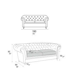 Divano da Interno con Piedi in Legno e Ruote in Metallo Made in Italy - Giocoso
