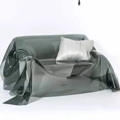 Divano dal design moderno in plexiglass fumè Jolly, made in Italy