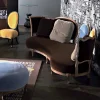 Divano design lusso, 5 schienali in legno massello,made in Italy,Manno