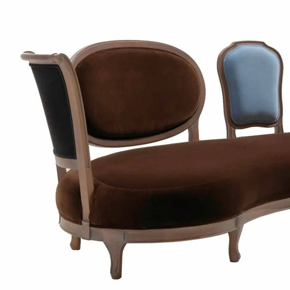 Divano design lusso, 5 schienali in legno massello,made in Italy,Manno
