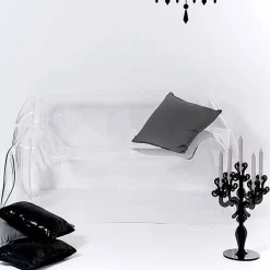 Divano design moderno in plexiglass trasparente Jolly, made in Italy