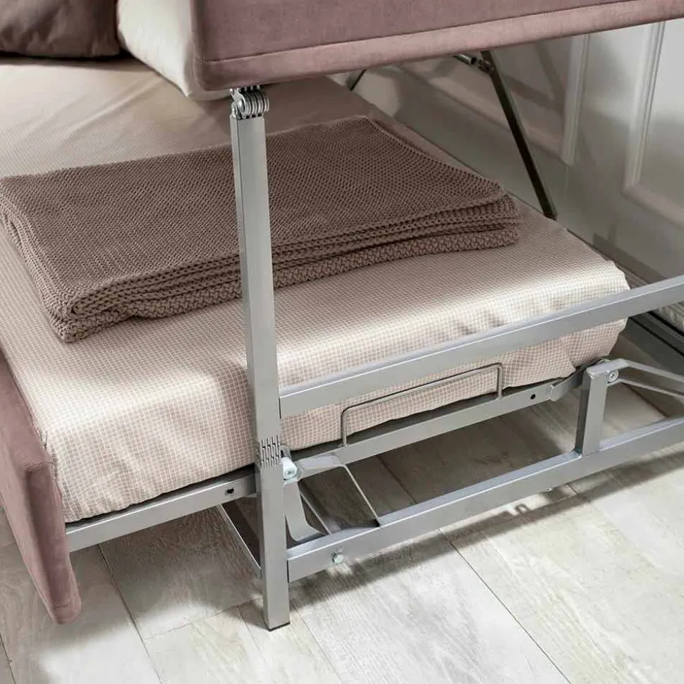 Divano Letto a Castello Moderno in Tessuto Marrone Realizzato in Italia - Pont