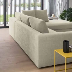 Divano Letto Angolare di Design in Tessuto Beige Realizzato in Italia - Ortensia