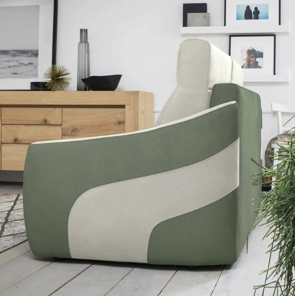 Divano Letto Moderno Rivestito in Tessuto Bicolore Made in Italy - Begonia