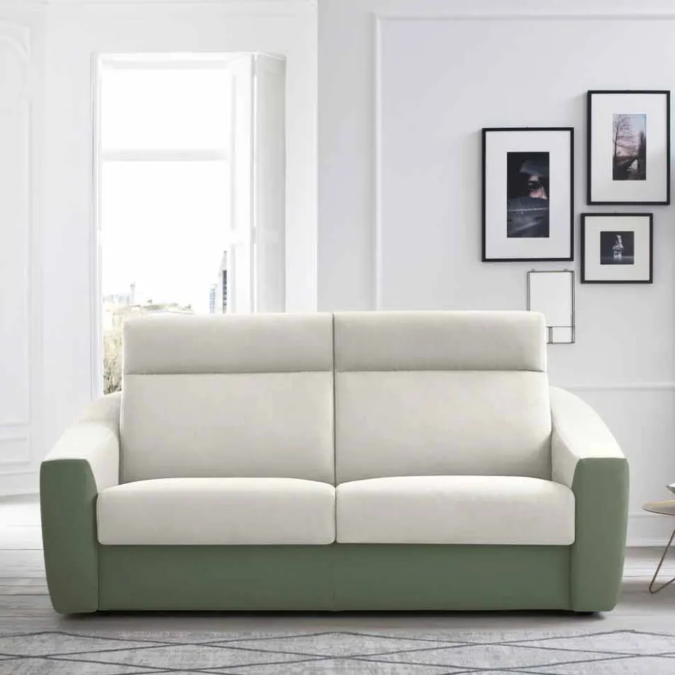 Divano Letto Moderno Rivestito in Tessuto Bicolore Made in Italy - Begonia