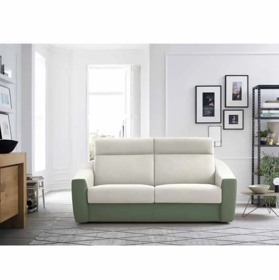 Divano Letto Moderno Rivestito in Tessuto Bicolore Made in Italy - Begonia