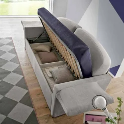 Divano Letto Singolo con Contenitore Rivestito in Tessuto Made in Italy - Kayla