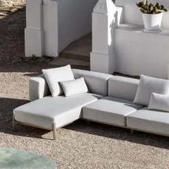 Divano 3 Posti da Esterno in Alluminio con Pouf e Chaise Longue - Filomena