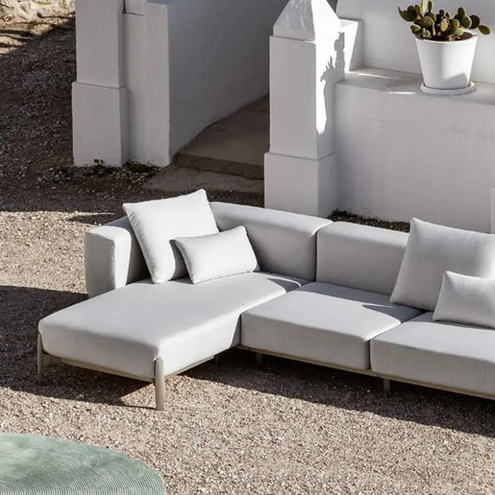 Divano 3 Posti da Esterno in Alluminio con Pouf e Chaise Longue - Filomena