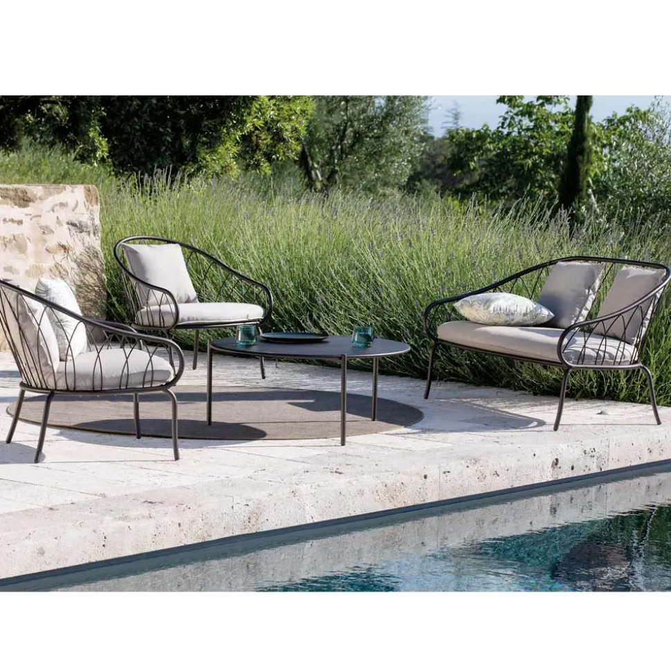 Divano 2 Posti da Giardino in Metallo e Cuscino Made in Italy - Fontana