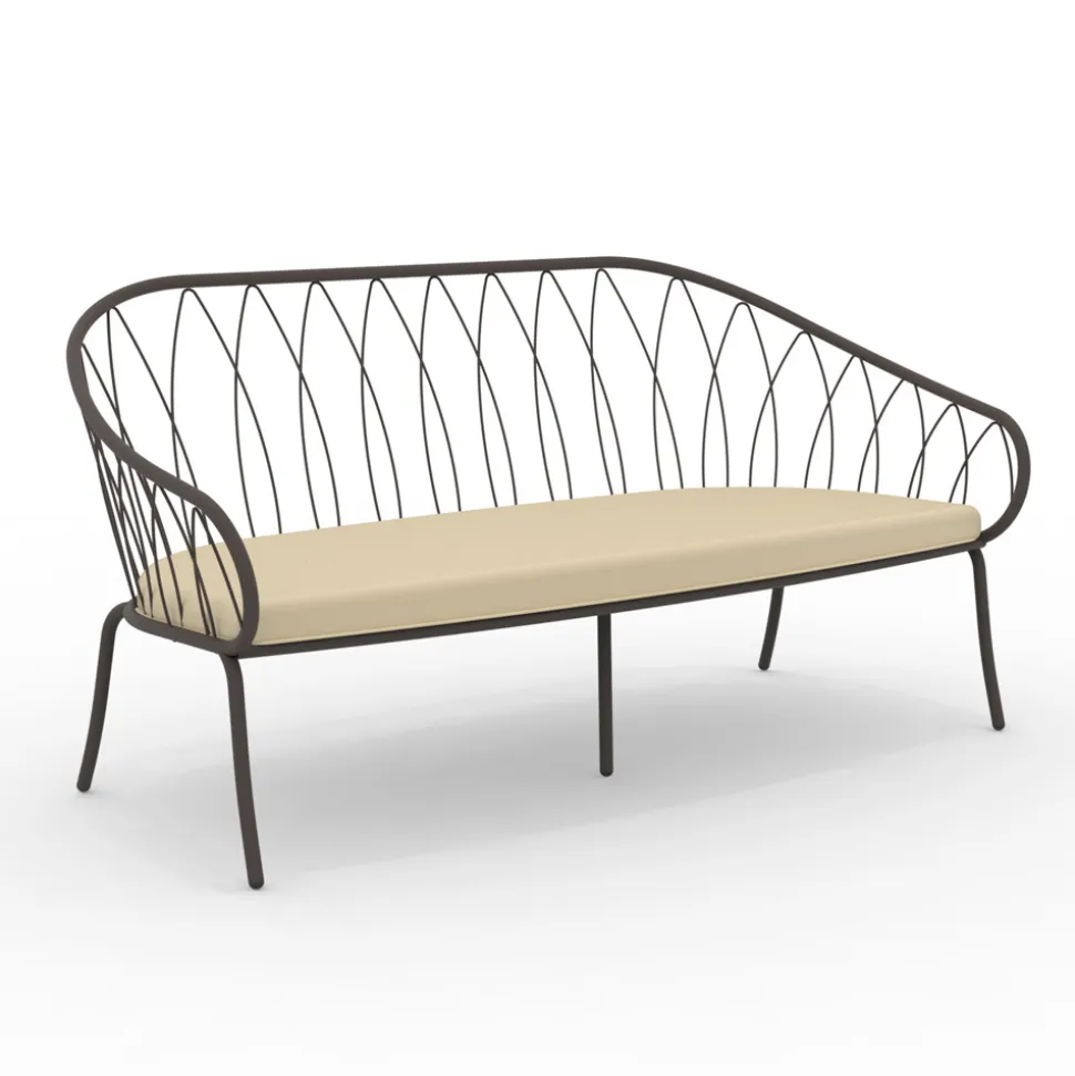 Divano 2 Posti da Giardino in Metallo e Cuscino Made in Italy - Fontana