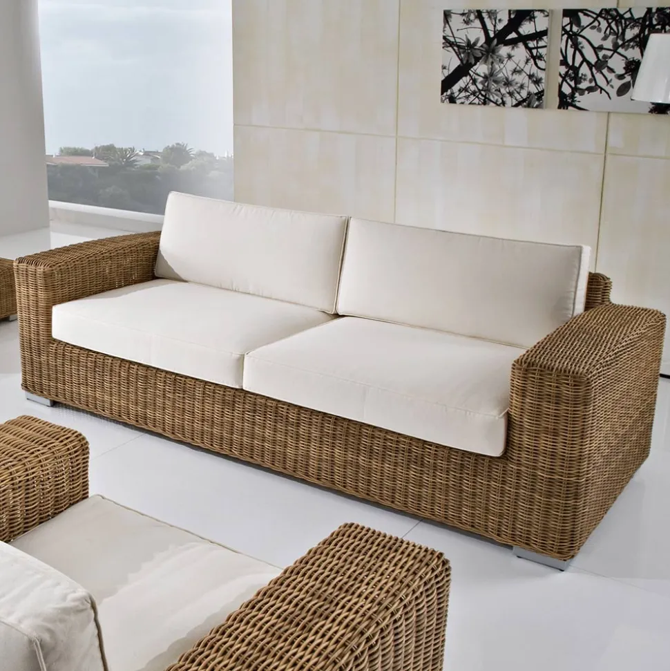 Divano 3 Posti da Giardino in Polyrattan Intrecciato a Mano - Yoko