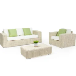 Divano 3 Posti da Giardino in Polyrattan Intrecciato a Mano - Yoko