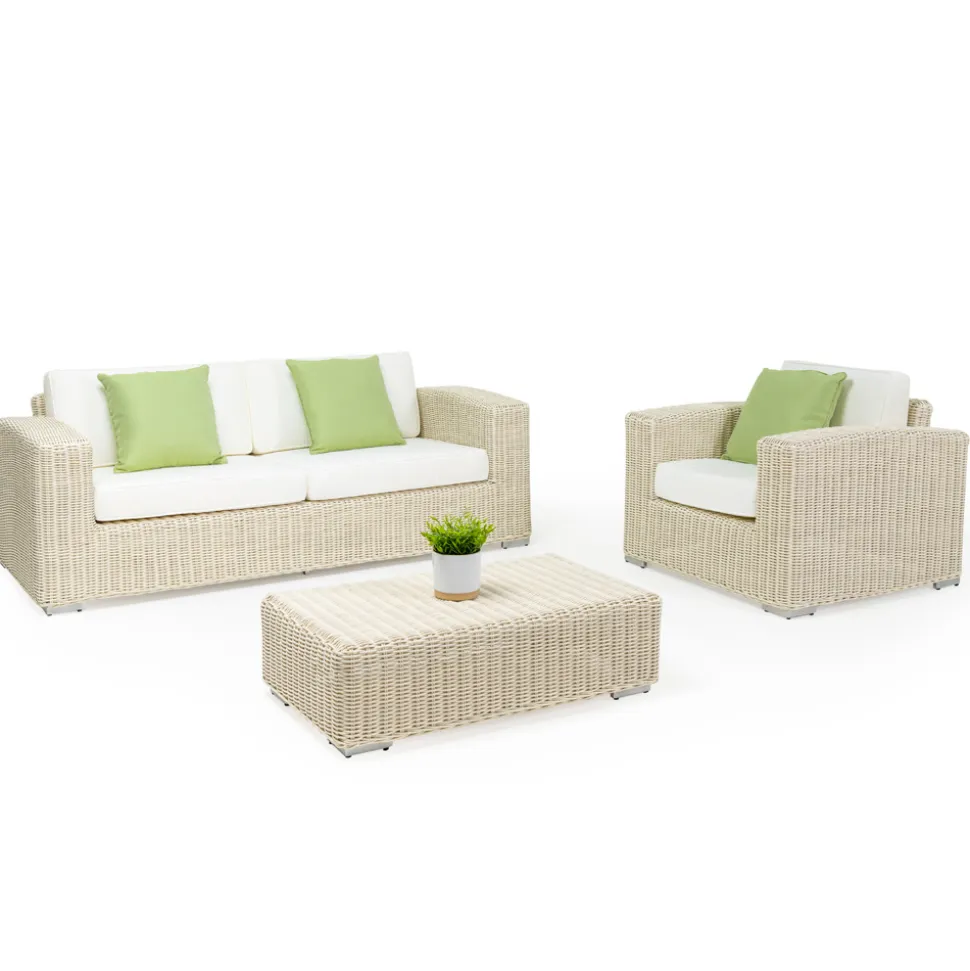Divano 3 Posti da Giardino in Polyrattan Intrecciato a Mano - Yoko