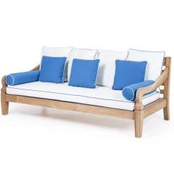 Divano 3 Posti da Giardino in Teak Naturale Spazzolato - Artes