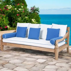 Divano 3 Posti da Giardino in Teak Naturale Spazzolato - Artes