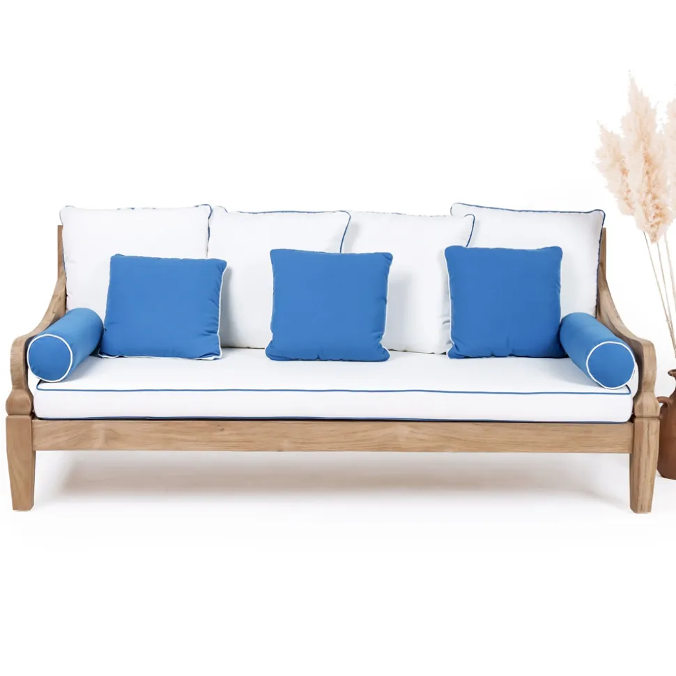 Divano 3 Posti da Giardino in Teak Naturale Spazzolato - Artes