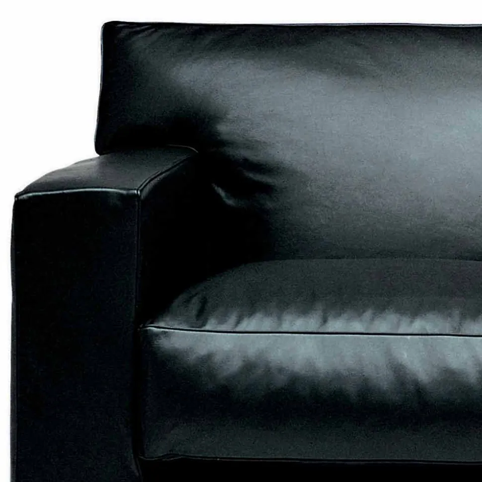 Divano 2 Posti in Pelle con Piedini in Legno Noce Made in Italy - Alessandria