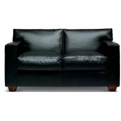Divano 2 Posti in Pelle con Piedini in Legno Noce Made in Italy - Alessandria