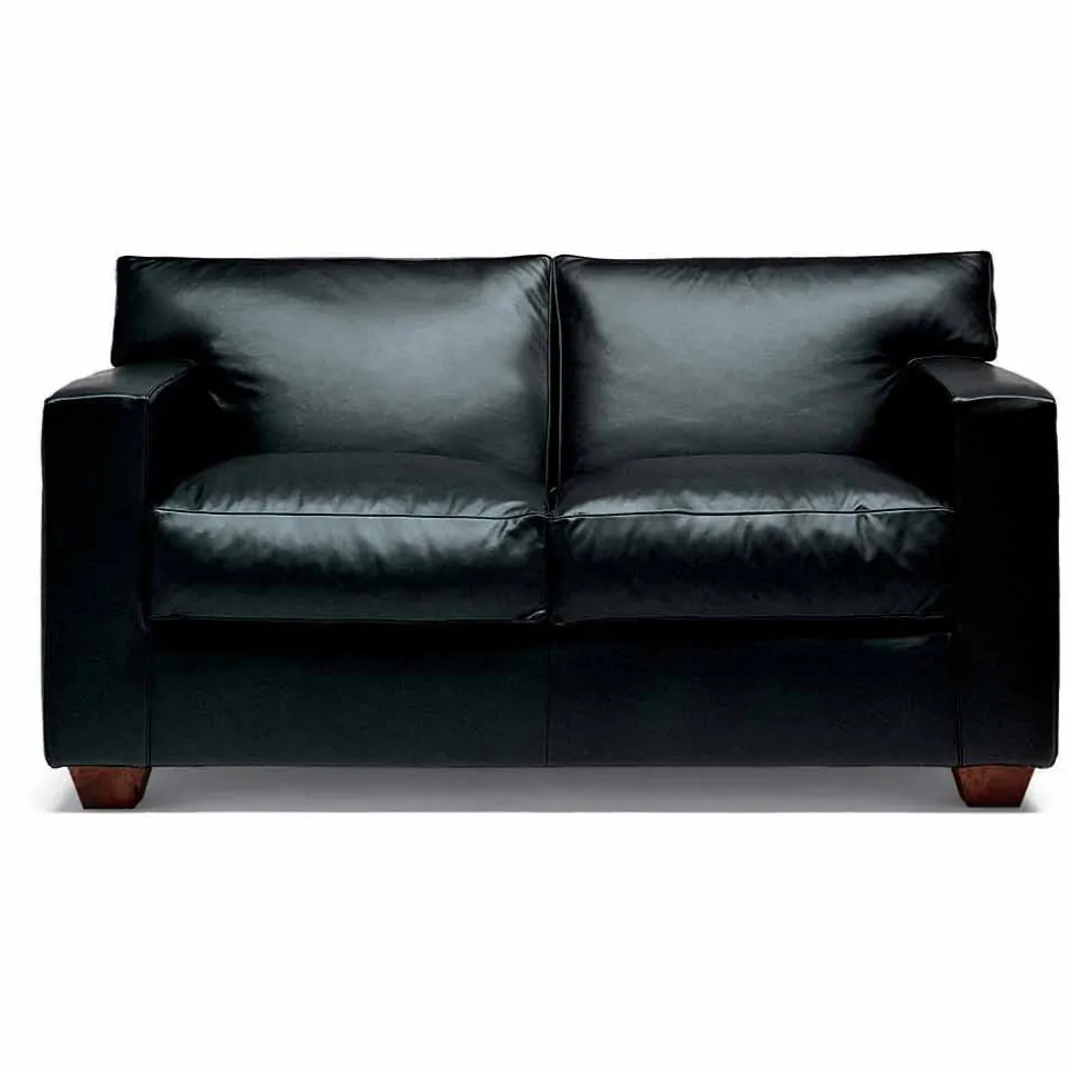 Divano 2 Posti in Pelle con Piedini in Legno Noce Made in Italy - Alessandria