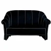 Divano 2 Posti in Velluto Nero con Cuciture in Contrasto Made in Italy - Caster