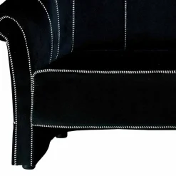 Divano 2 Posti in Velluto Nero con Cuciture in Contrasto Made in Italy - Caster