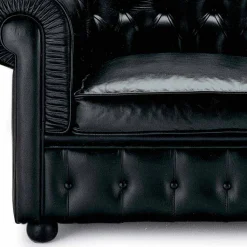 Divano 2 Posti Rivestito in Pelle con Piedini in Legno Made in Italy - Idra