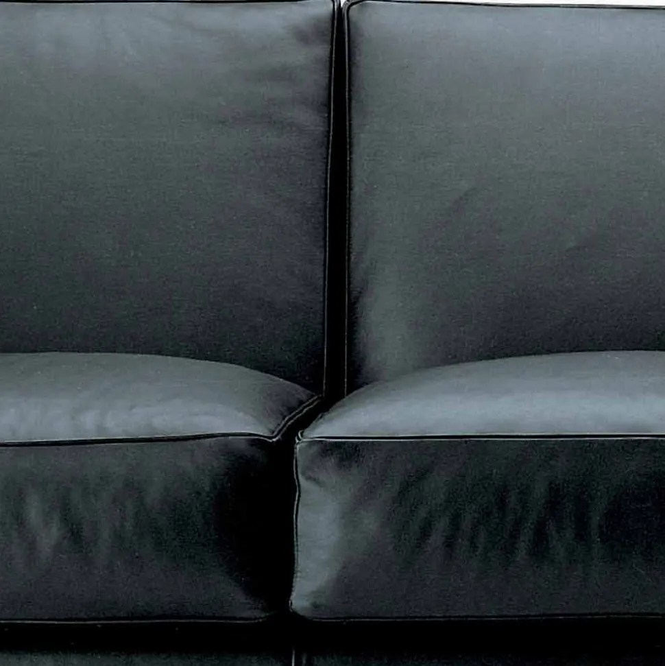 Divano 3 Posti Rivestito in Pelle con Piedi in Noce Made in Italy - Alessandria