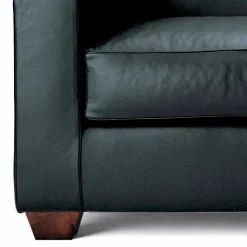 Divano 3 Posti Rivestito in Pelle con Piedi in Noce Made in Italy - Alessandria