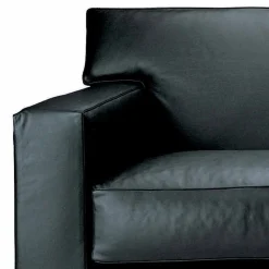 Divano 3 Posti Rivestito in Pelle con Piedi in Noce Made in Italy - Alessandria