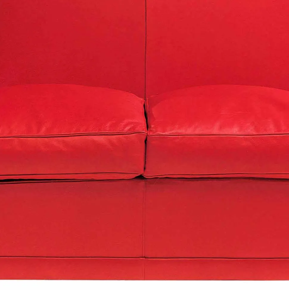Divano 2 Posti Rivestito in Pelle con Piedini Laccati Made in Italy - Pegolo