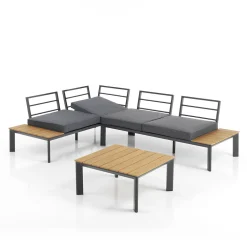 Divano Trasformabile in Chaise Longue con Schienale Regolabile e Tavolino - Finir