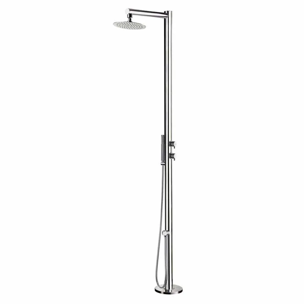 Doccia da Esterno in Acciaio Inox Cromato con Doccetta Made in Italy - Modeo