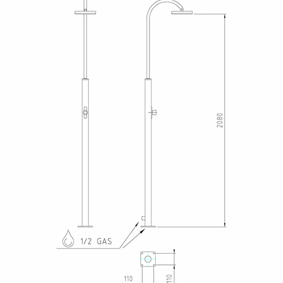 Doccia da Giardino in Acciaio con Rubinetto Temporizzato Made in Italy - Norton