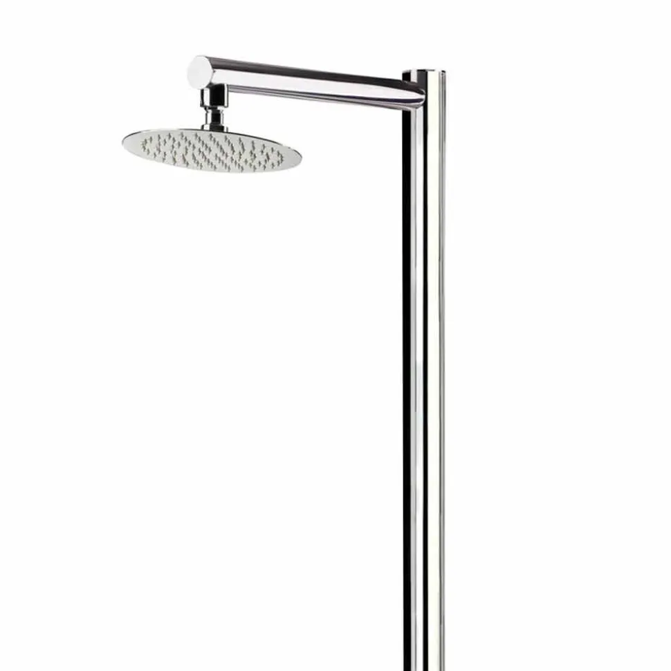 Doccia da Giardino in Acciaio Inox Cromato con Lavapiedi Made in Italy - Modeo