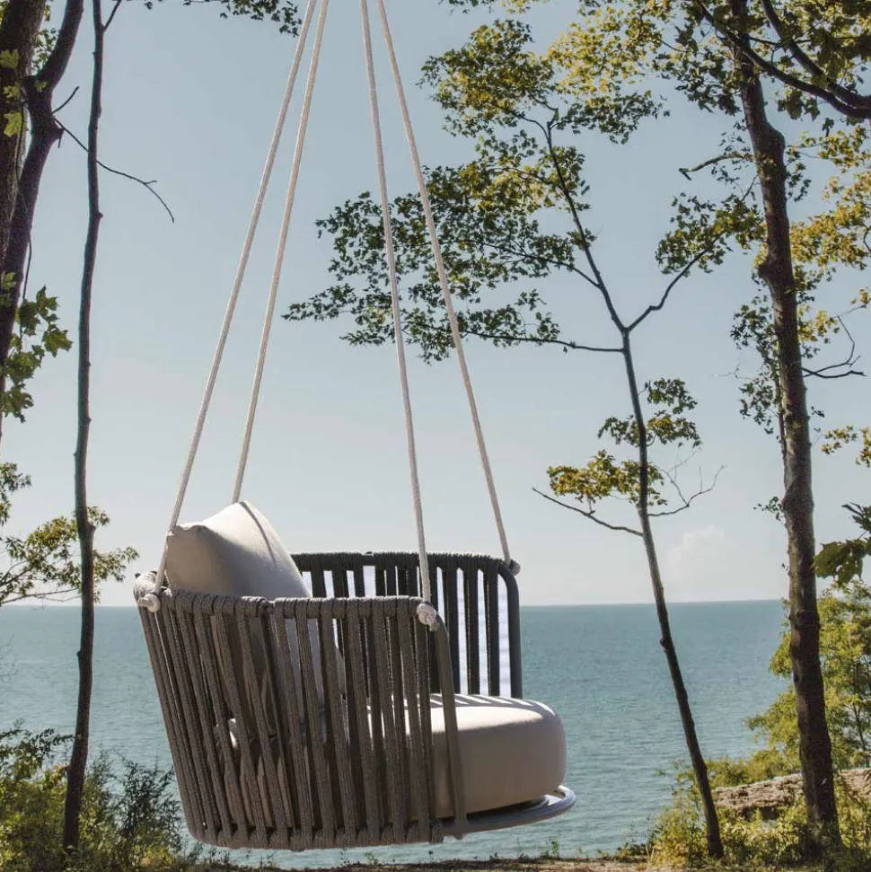 Dondolo da Giardino in Acciaio con Corde e Cuscini Inclusi Made in Italy – Bronn