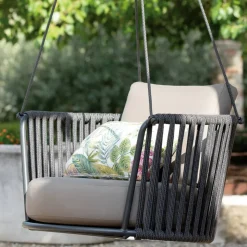 Dondolo da Giardino in Acciaio con Corde e Cuscini Inclusi Made in Italy – Bronn
